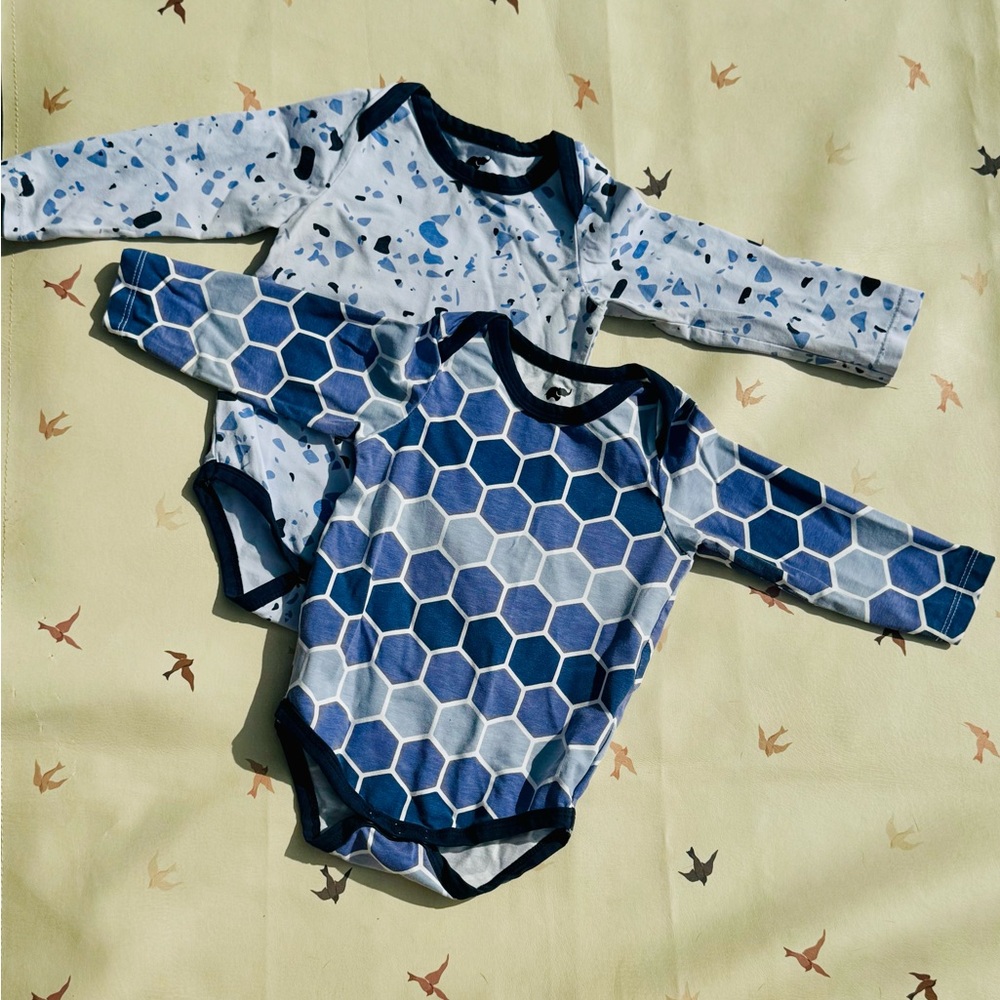 Organic cotton Long-Sleeve Baby Bodysuit Set bundle of 2